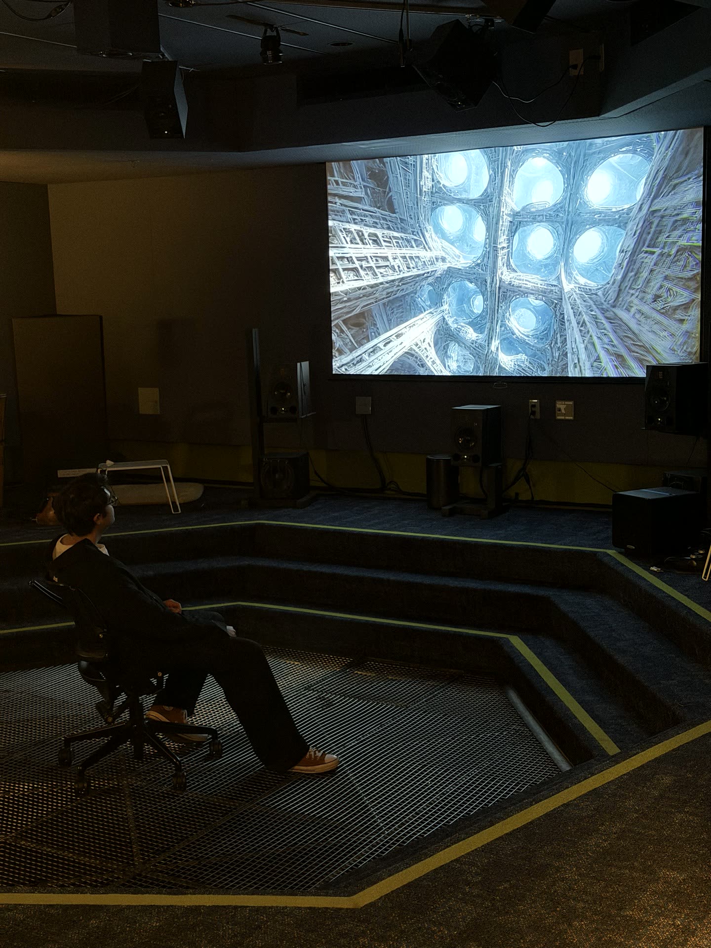 Viewer watching the honeycomb projection