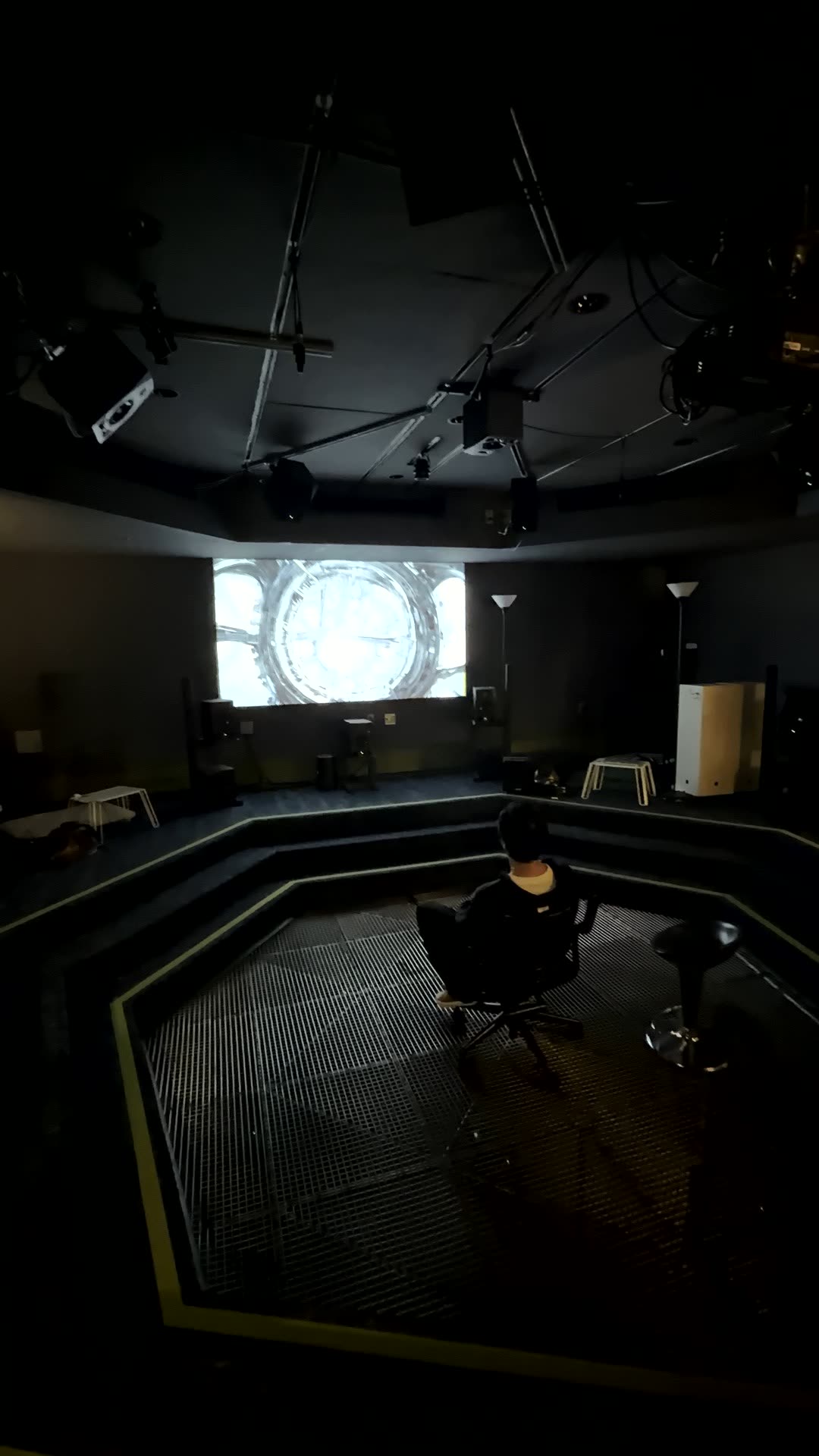 Viewer seen from behind before the domed projection